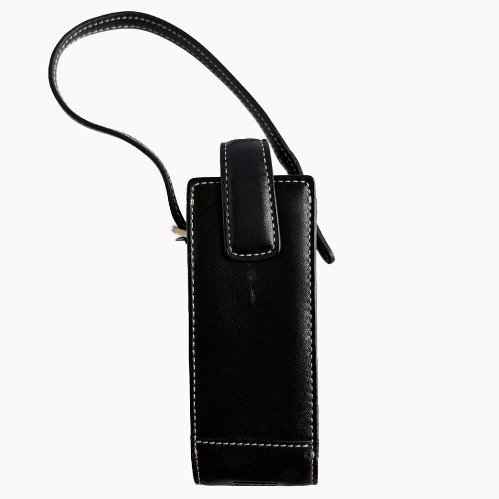 Vintage Coach Cell Phone Case Black Leather White Stitch 90s Retro
